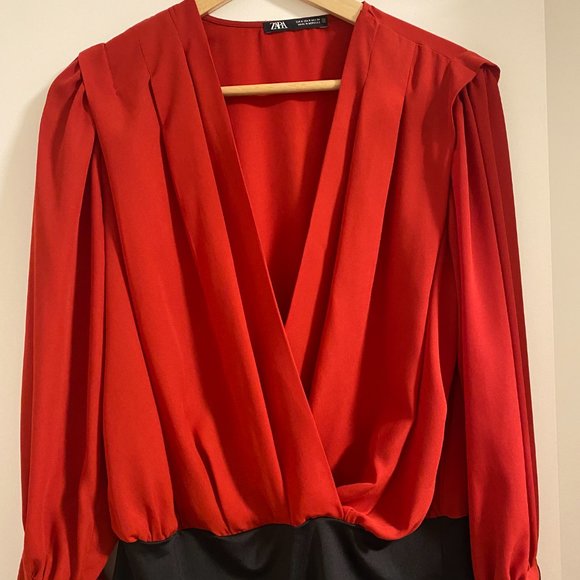 NWOT Zara Wrap Blouse Bodysuit - Picture 3 of 6